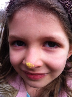 Pollen nose: Lola wants to feel what it is like to be a bee.